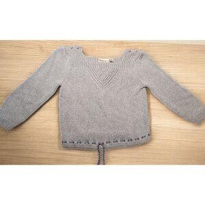 Weathervane 80s Hand Knit Cropped Heavy Sweater Size M Drawstring Silky Cottage